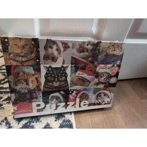 1000 pc Holiday Christmas Cats Jigsaw Puzzle Seesaw 18.9" x 28.8" Factory Sealed